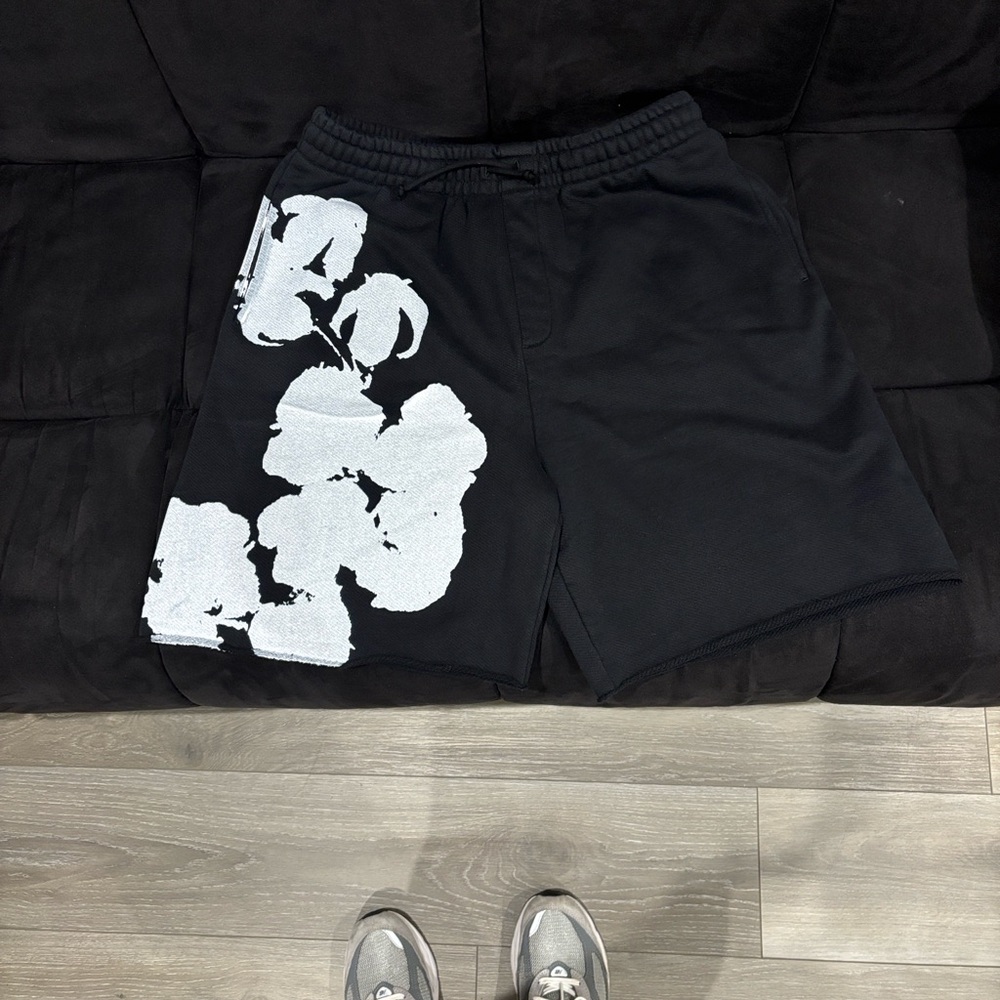 Men's Black Athletic Shorts with White Print